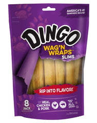 Dingo Wag’n Wraps Slims – emballage et paquet de 8 pour récompenser.