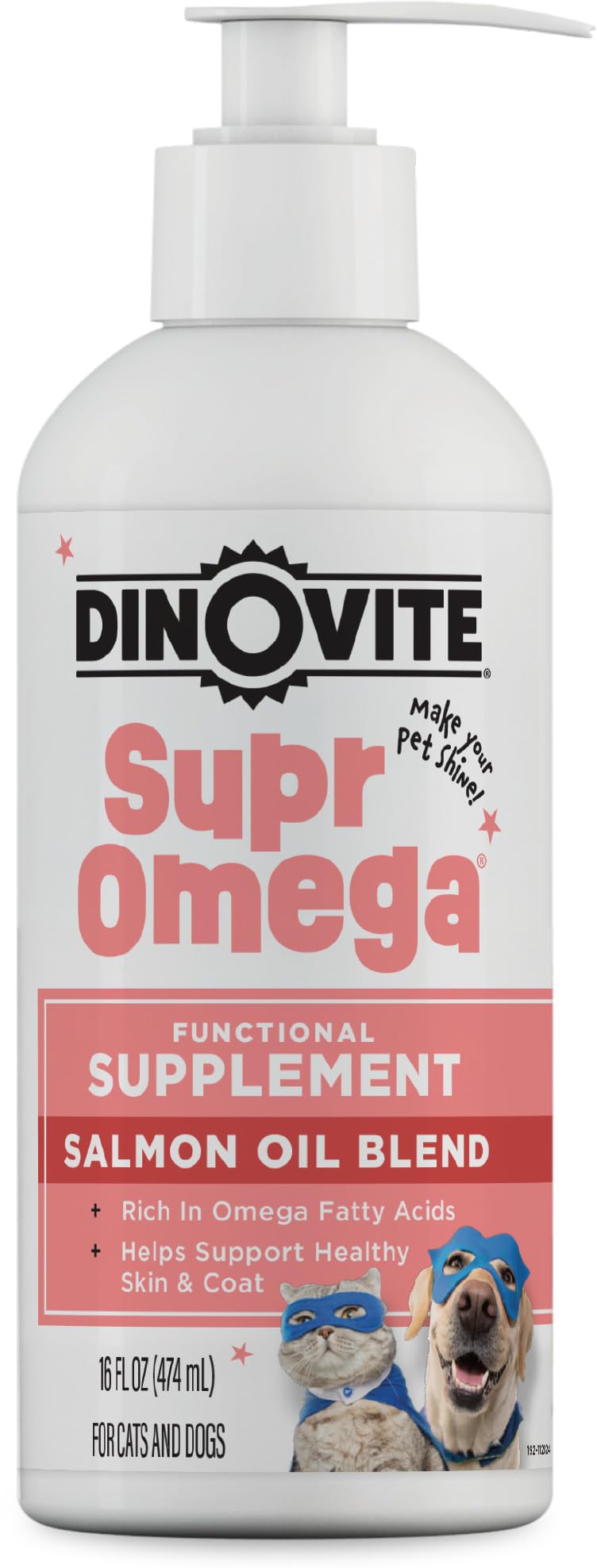 Dinovite SuprOmega huile saumon pour nourrir le pelage et la peau des chiens et chats