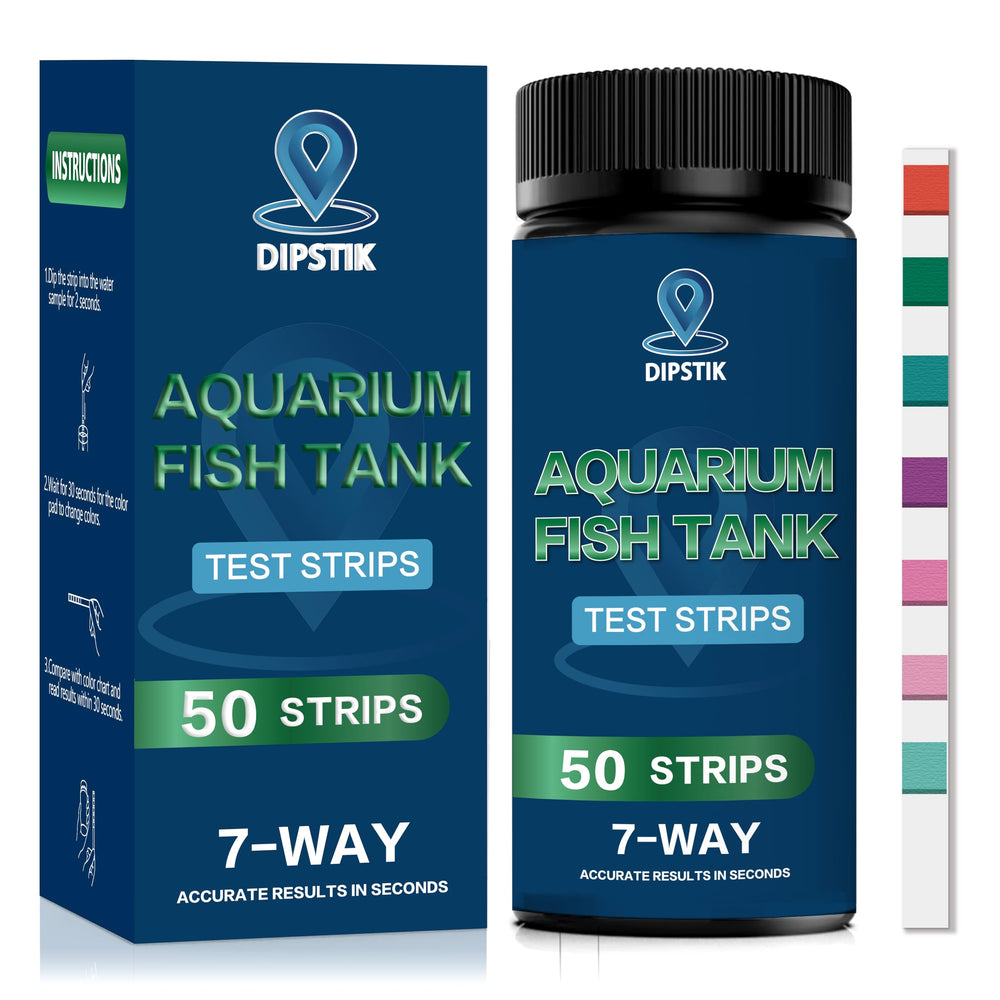 DipStik bandelettes-test 7-en-1 pour aquarium, détection rapide des paramètres.