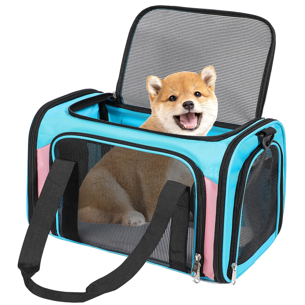 Discala sac transport chat bleu, léger et pratique pour trajets en voiture.