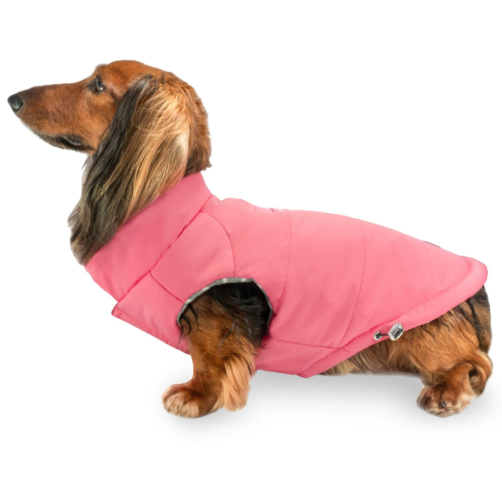 DJANGO manteau matelasse chien rose-petale vue avant chaleur hivernale.
