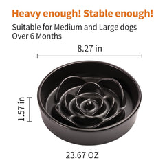 DJJJOOYS bol slow-feeder en céramique, ralentit l ingestion des chiens actifs.