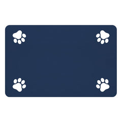 DK177 Tapis d’alimentation bleu marine pour chiens et chats; protège les sols.