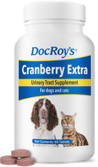Doc Roy's Cranberry Extra: comprimés croquables au goût poulet-foie, faciles à administrer.