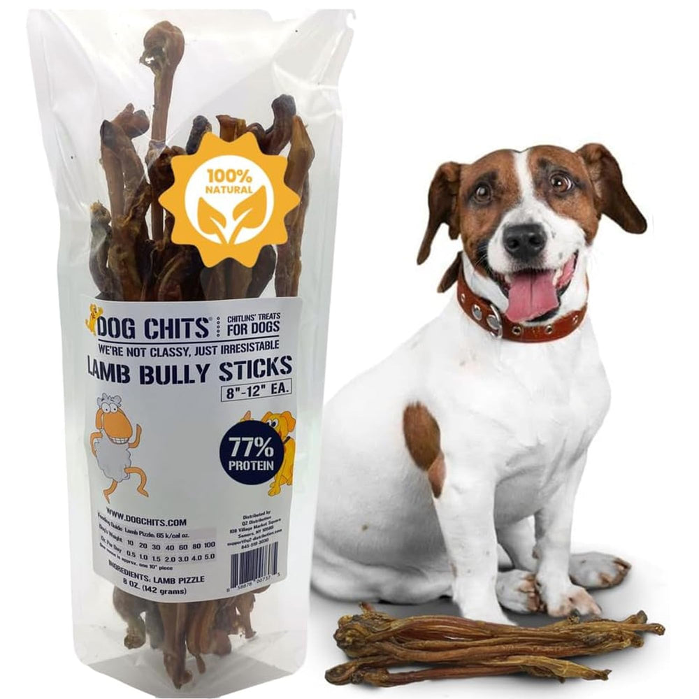 Dog Chits Bully Sticks – emballage etats-unis 8onces, friandise durable pour chiens.