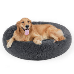DogBaby lit anneau en peluche gris – cocon douillet pour chien.