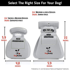 DogBuddy Pooper Scooper en deux tailles pour chiens petits et grands.