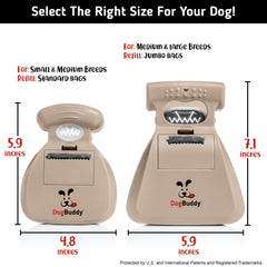 DogBuddy ramasseur-déjections taille double, s'adapte à toutes les tailles de chien.