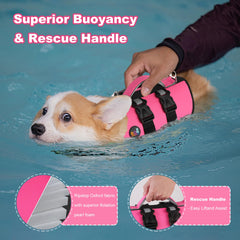 Dogcheer gilet sauvetage chien, poignée de sauvetage haute pour actions rapides