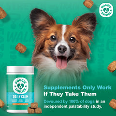 Doggie Dailies emballage friandises apaisantes faciles à donner.