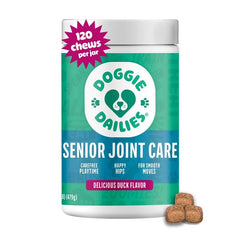 Doggie Dailies senior-chews-hanches: bouchées pour soutenir la mobilité quotidienne.