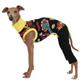 Doggystar onesie noir sans manches avec noeud, confort immédiat pour iggy