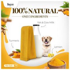 Ingrédients naturels Dogsee – yak et lait avec curcuma et lime visibles.