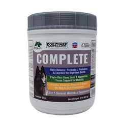 Dogzymes Complete – bouteille du produit, soutien nutritionnel quotidien.