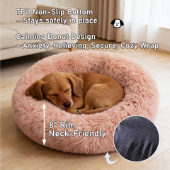 Doimier lit rond apaisant, rembourrage PP coton recyclé, soutien durable.