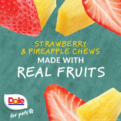 Dole Pour Pets : friandises fruits fraise et ananas, conditionnement pratique.