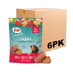 Dole Pour Pets : sachet assorti de friandises fruits fraise et ananas, récompense savoureuse.