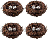 Nid oiseau en rattan Domkier avec oeufs, pour deco printaniere