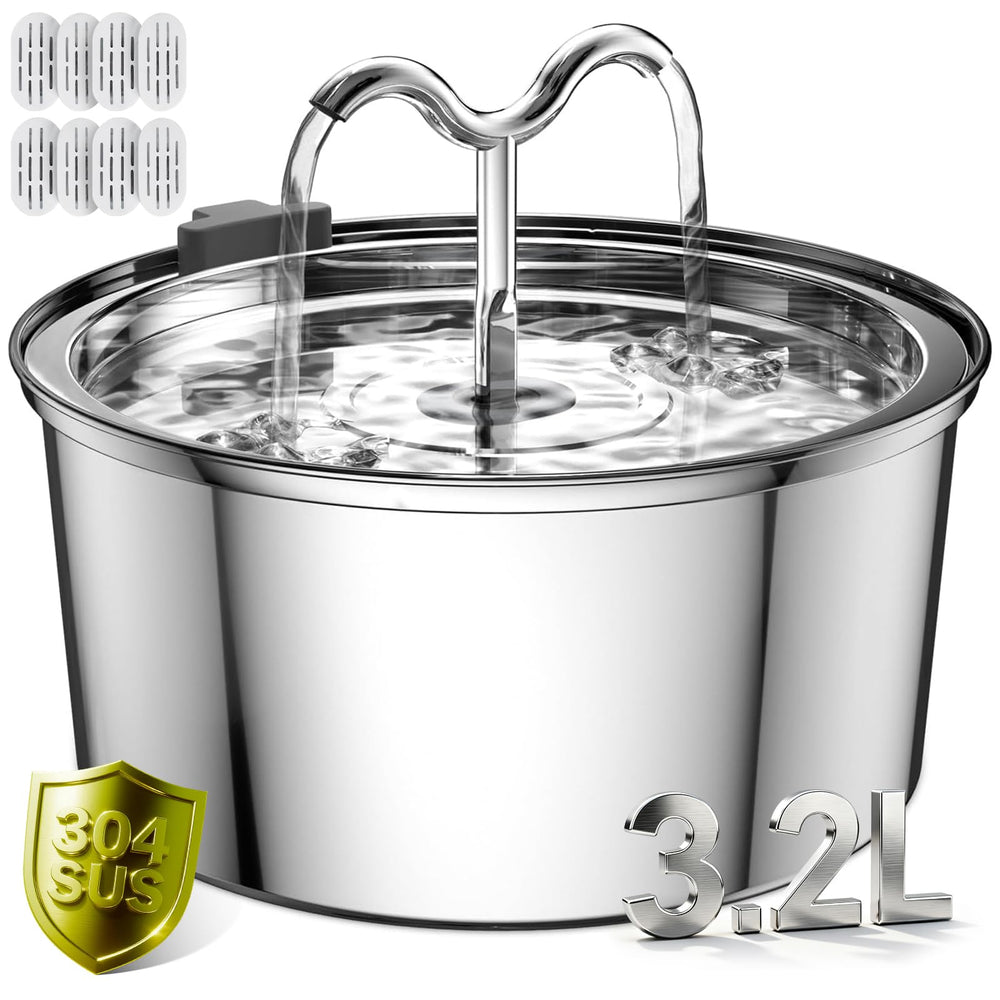 Fontaine DOOOB pour chats en acier inoxydable, 3,2 L, hygiénique et durable.
