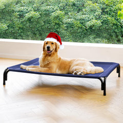 Lit DOPEDIO pour chien élevé et extérieur bleu, confort et aération.