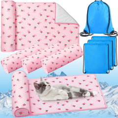 DoubleFill tapis réfroidissant pour chien rose, soulage les chaleurs et offre un repos confortable.