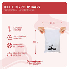 Downtown Pet Supply sacs crottes lavande 1000 unités, grande capacité