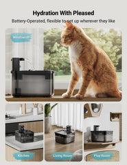 DownyPaws fontaine-eau-chat-sans-fil s’intégrant librement dans l’espace.