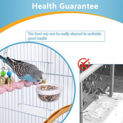 DQITJ bol detachables transparent pour oiseaux, nettoyage rapide et remplacement sans effort