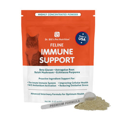 Dr. Bill’s Feline Immune Support – Bouteille, soutien immunitaire quotidien pour chats.