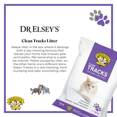 Grains moyens de Dr. Elsey’s Clean Tracks facilitant un nettoyage sans effort.