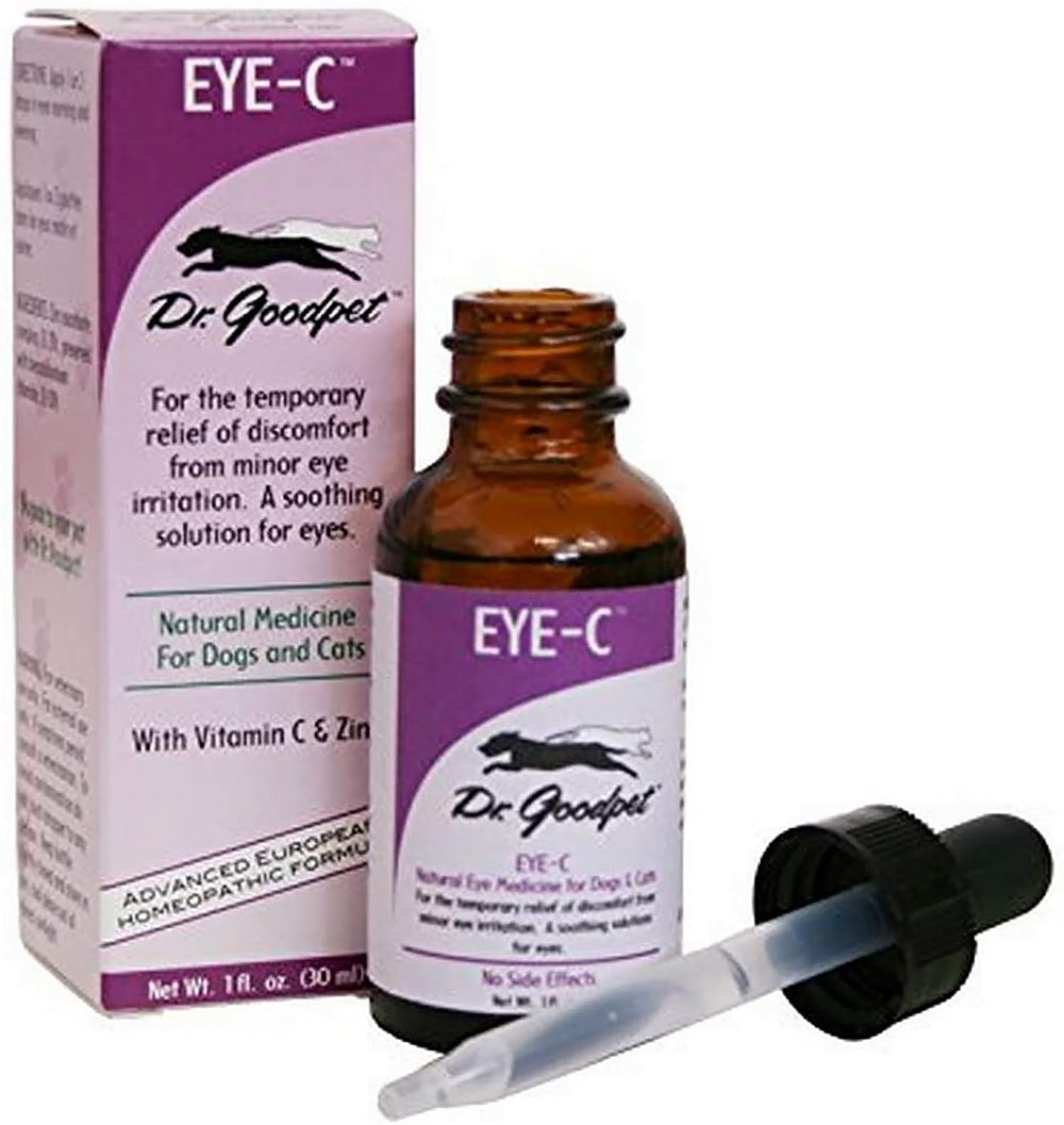 Dr. Goodpet gouttes oculaires en flacon, soin naturel pour yeux sensibles.