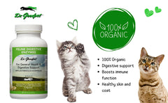 Dr. Goodpet : mélanger la poudre dans les plats; goût neutre apprécié par les chats.