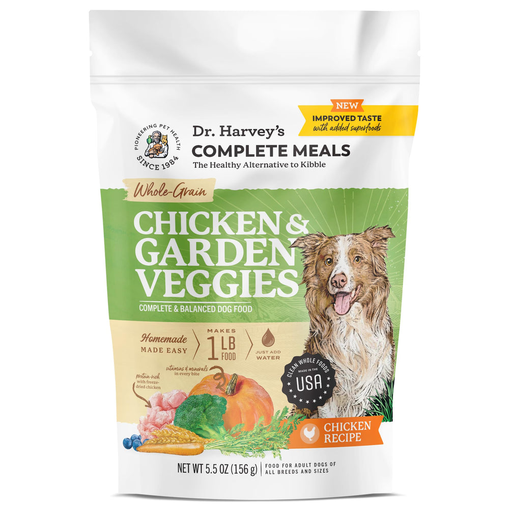 Dr. Harvey's poulet et légumes du jardin en sachet essai, repas équilibré pour chien.