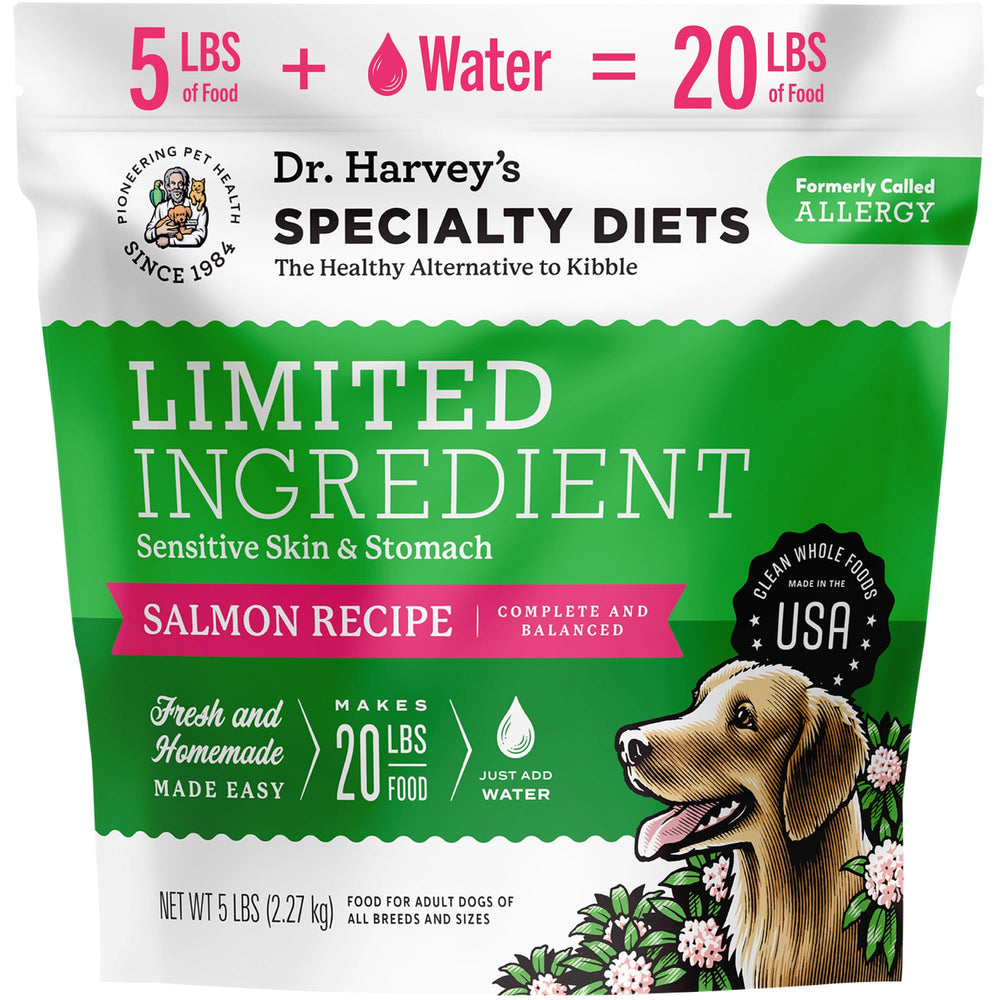 Emballage Dr. Harvey's Saumon Recette pour chiens sensibles et prêt à l’emploi