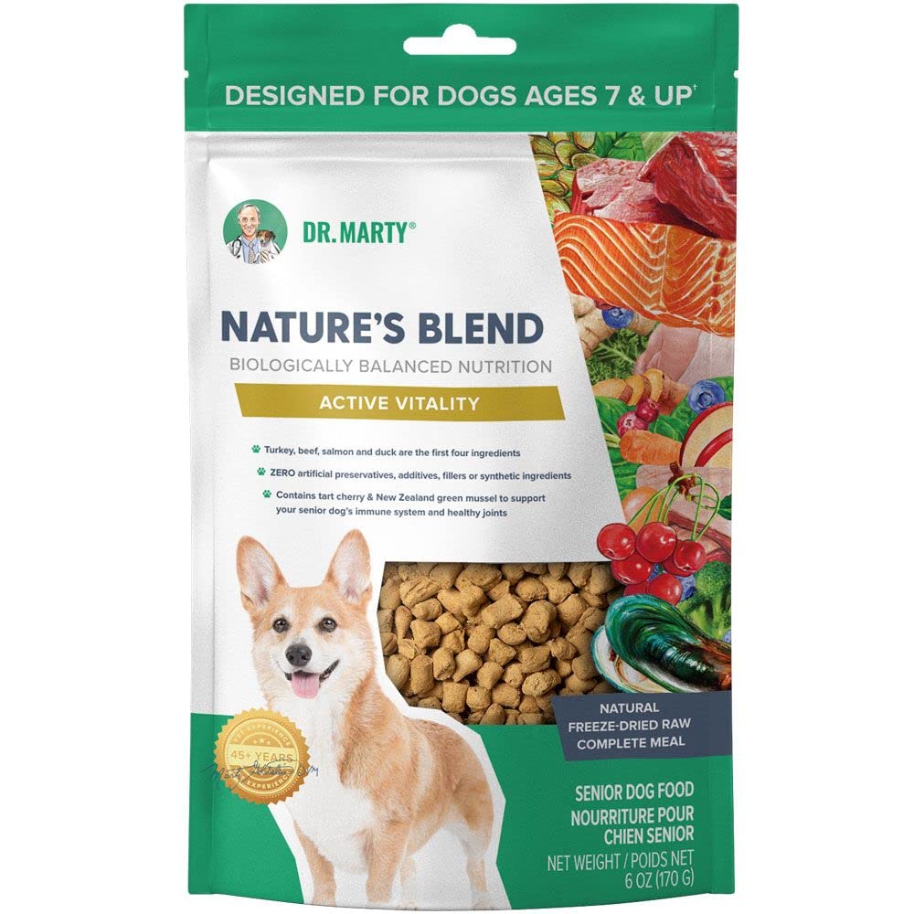Dr. Marty Nature's Blend Vitalité Senior – sac lyophilisé pour chien, soutien potentiel a l immunité.