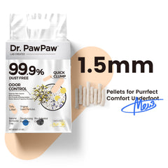 Dr. PawPaw Litière: sans poussière pour un espace propre et sain.