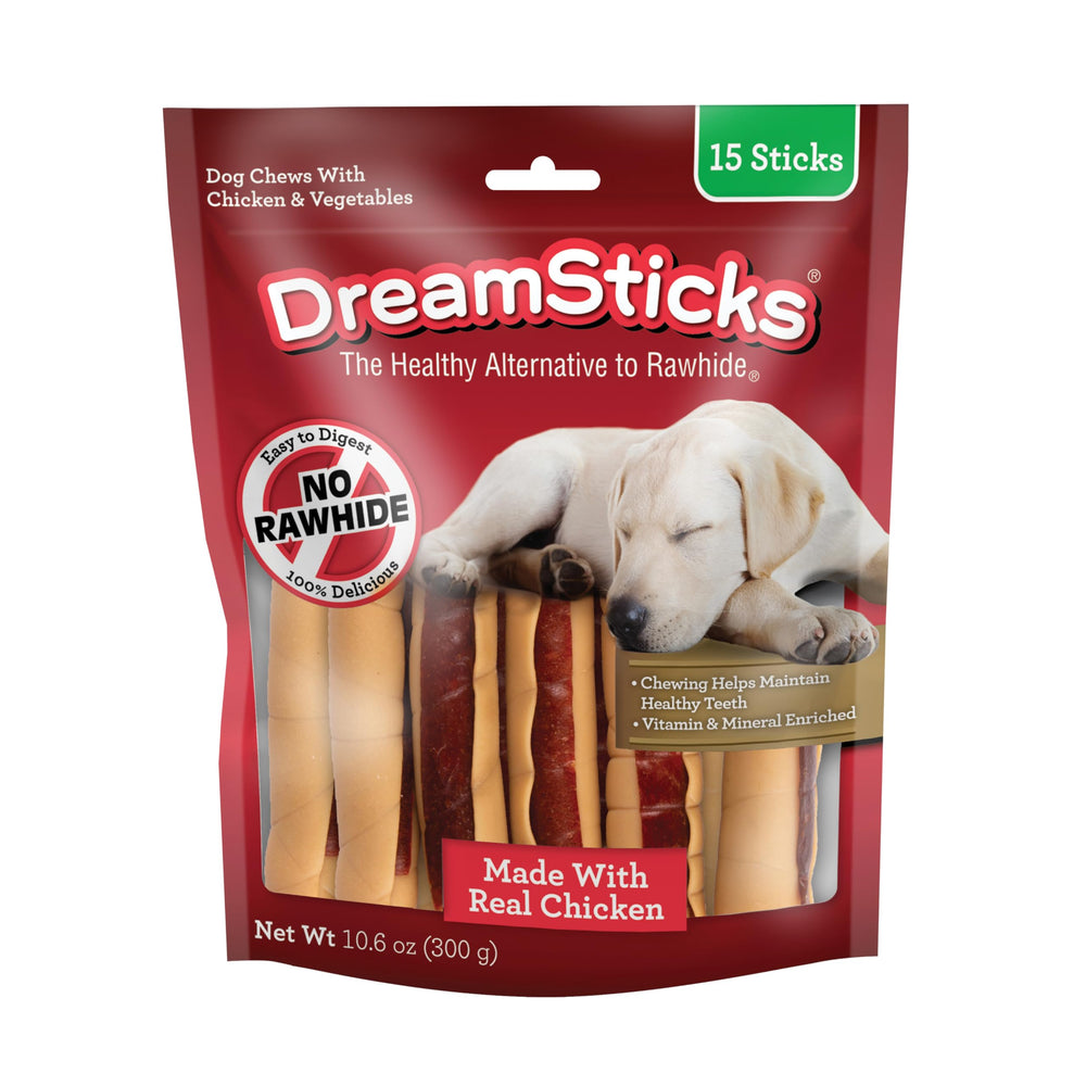 DreamBone DreamSticks au poulet réel sans cuir, pour dents saines et mâchon agréable
