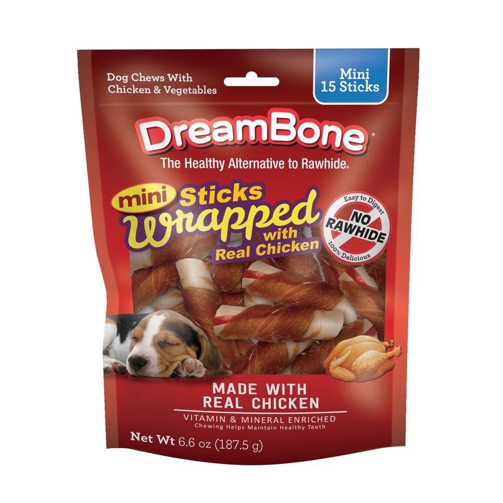 DreamBone Mini enrobé poulet reel exterieur, saveur irrésistible qui plaît au chien.