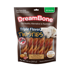 DreamBone Twisties triple saveurs paquet: récompense sans cuir brut pour chien.