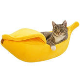DSDESHU banane-lit chat en peluche, espace confortable pour sieste