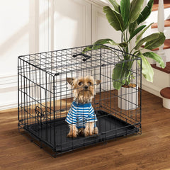 DUMOS cage chien 30 pouces, porte unique, sécurité renforcée lors du transport.