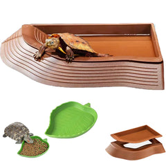 Coupelle eau tortue avec rampe-feuille DUOYUZHIYU facilite l'accès à l'eau et le nettoyage.