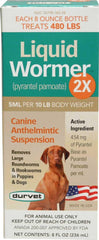 Durvet anthelminthique liquide double-puissance pour chien, vermifuge pratique à administrer.