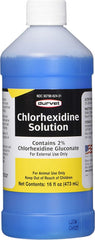 Durvet chlorhexidine 16oz - aperçu du lot trois bouteilles pour soins superficiels chez les animaux.