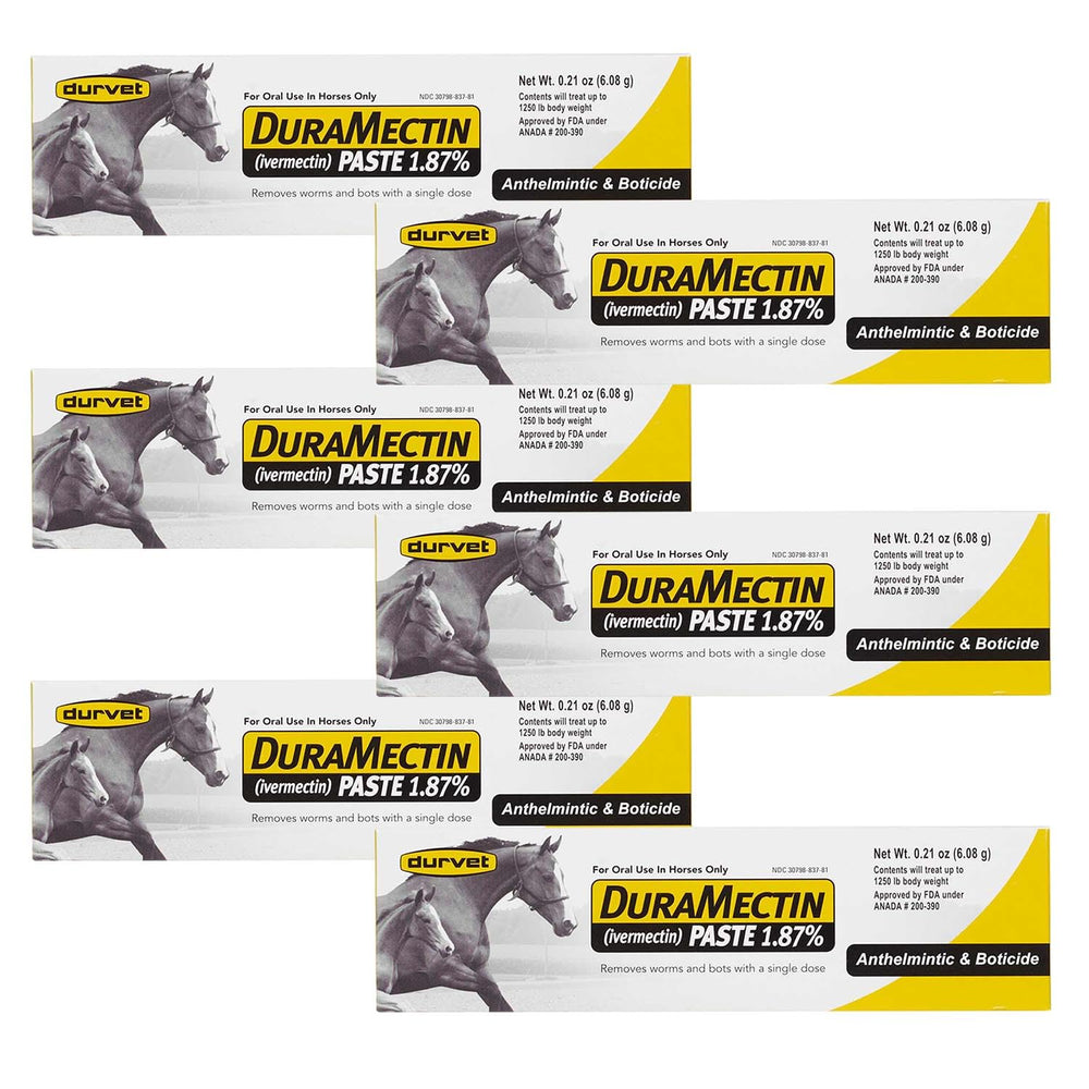 Durvet Duramectin, pâte vermifuge, application orale pour chevaux, aide à la gestion parasitaire.