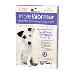 Durvet Triple Wormer : boîte de comprimés pour chiots, administration simple.