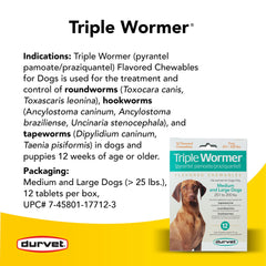 Durvet Triple Wormer : dosage simple à suivre selon le poids.