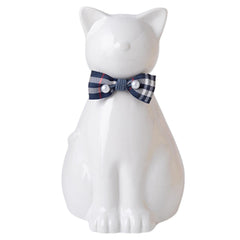 Urne Duuclume chat en céramique blanche, design élégant pour mémoire durable.