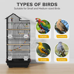 DWVO cage-oiseaux métal avec perches confortables pour repos naturels.