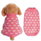 Dxhycc pull-tricot cœur rose pour chien, vue avant, chaleur et style.